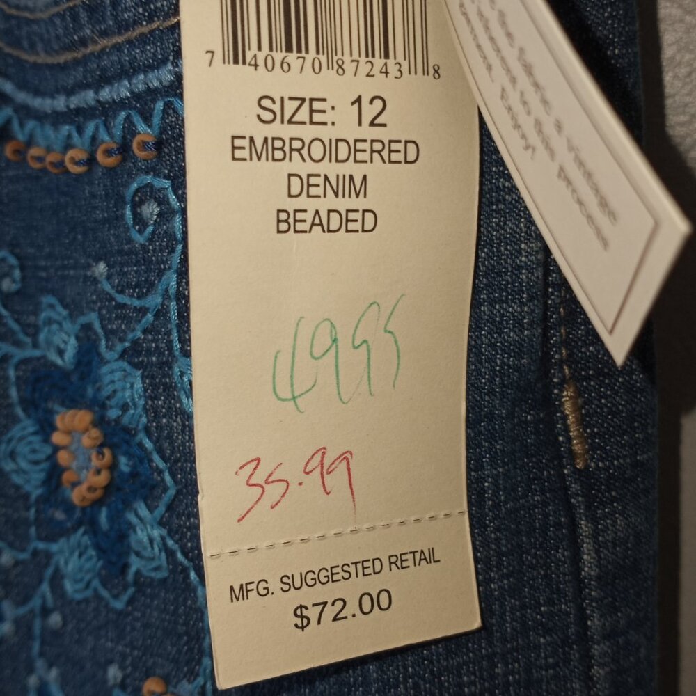 'Jeans by Rafaella' Embroidered Size 12 NWT - Picture 9 of 12